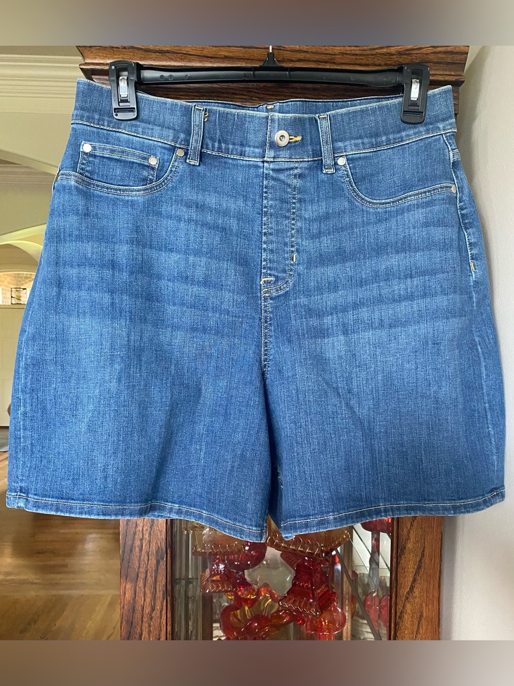 SPANX Blue Denim High Waisted Shorts XL